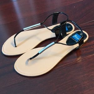 Black with silver bar sandals